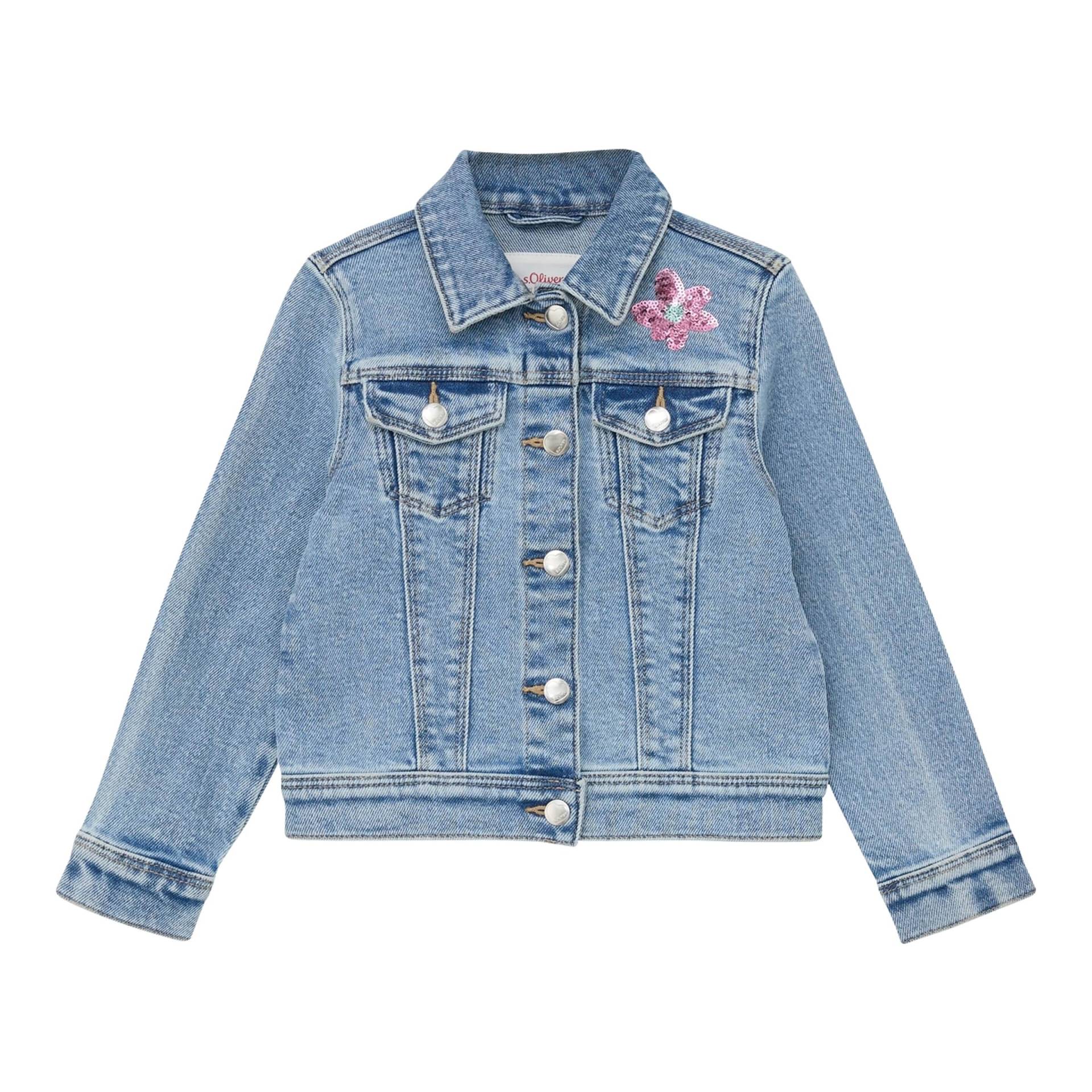 Jeansjacke Pailletten-Blumen von s.Oliver