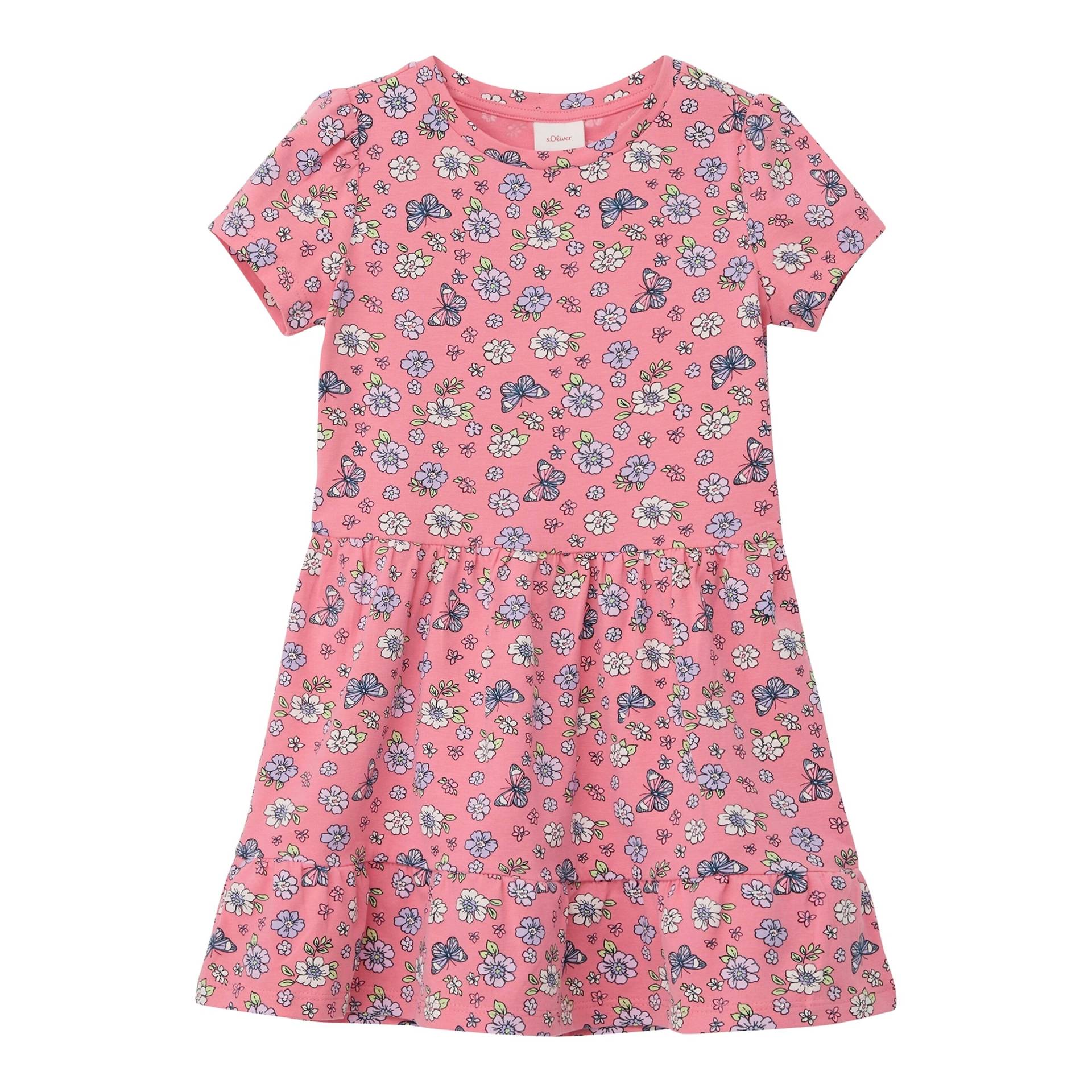 Kleid kurzarm Blumen pink von s.Oliver