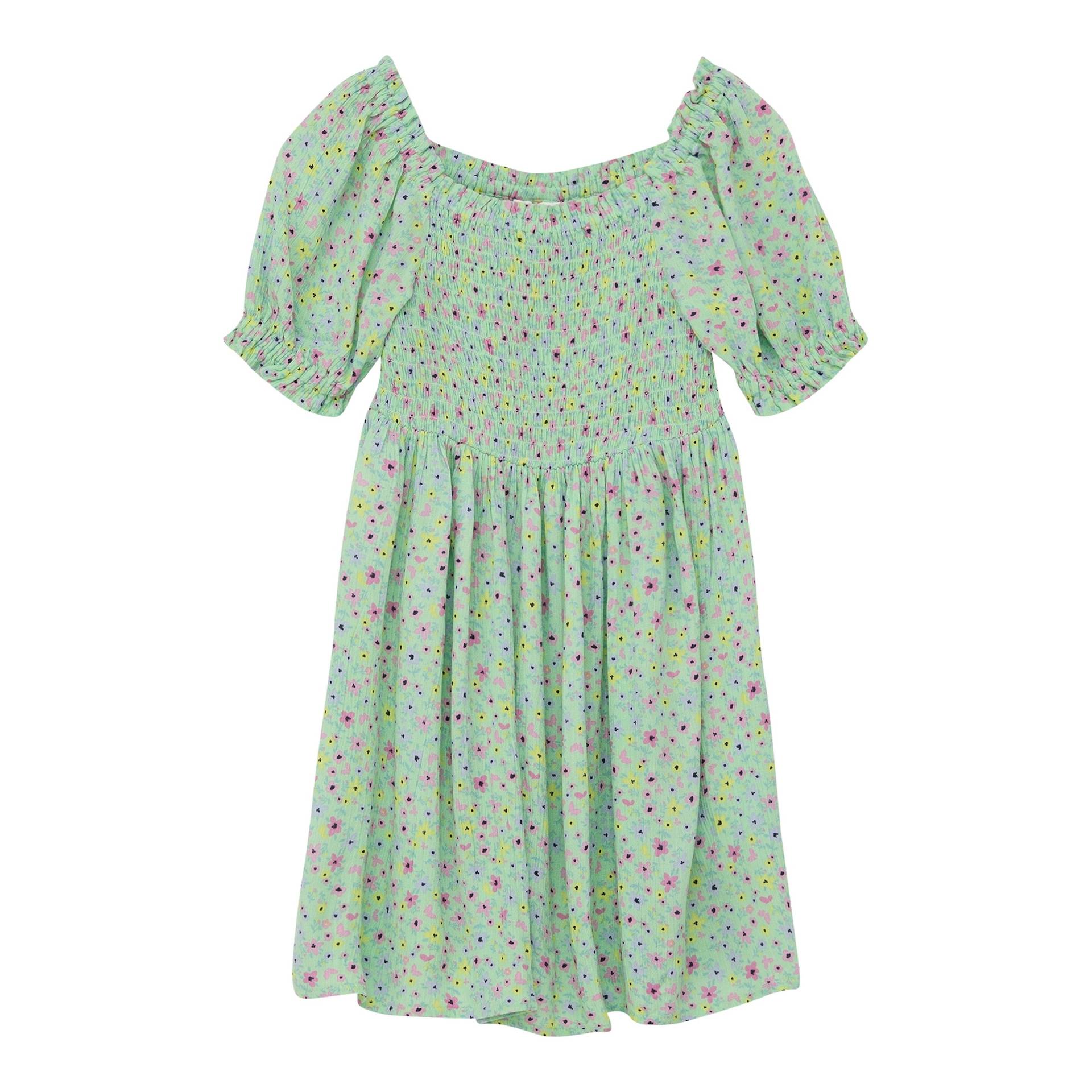 Krepp-Kleid kurzarm Blumen gesmokt von s.Oliver