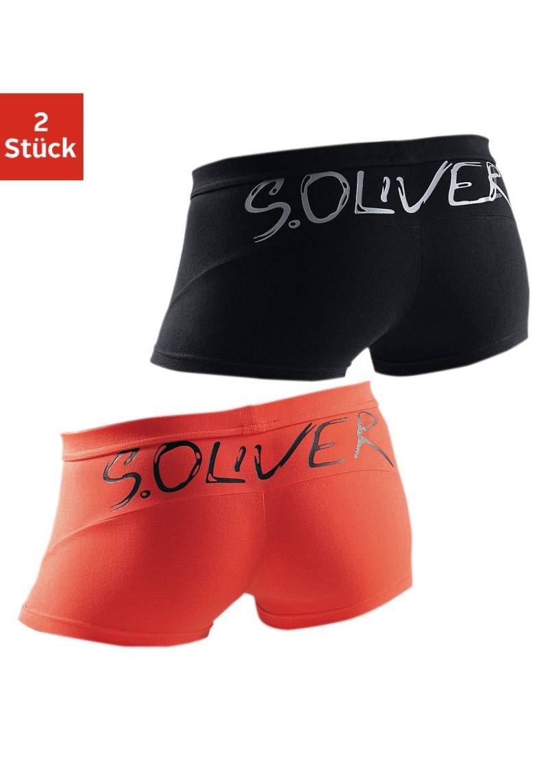 s.Oliver Boxershorts, (Packung, 2 St.), in Hipster-Form mit grossem Logoschriftzug von s.Oliver
