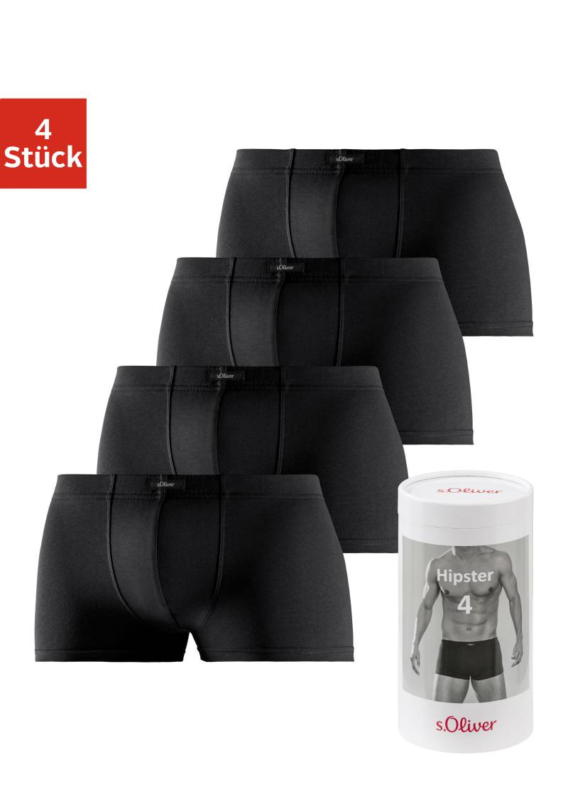 s.Oliver Hipster, (Dose, 4 St.), knapp sitzende Boxershorts aus Baumwollmischung in der Dose verpackt von s.Oliver