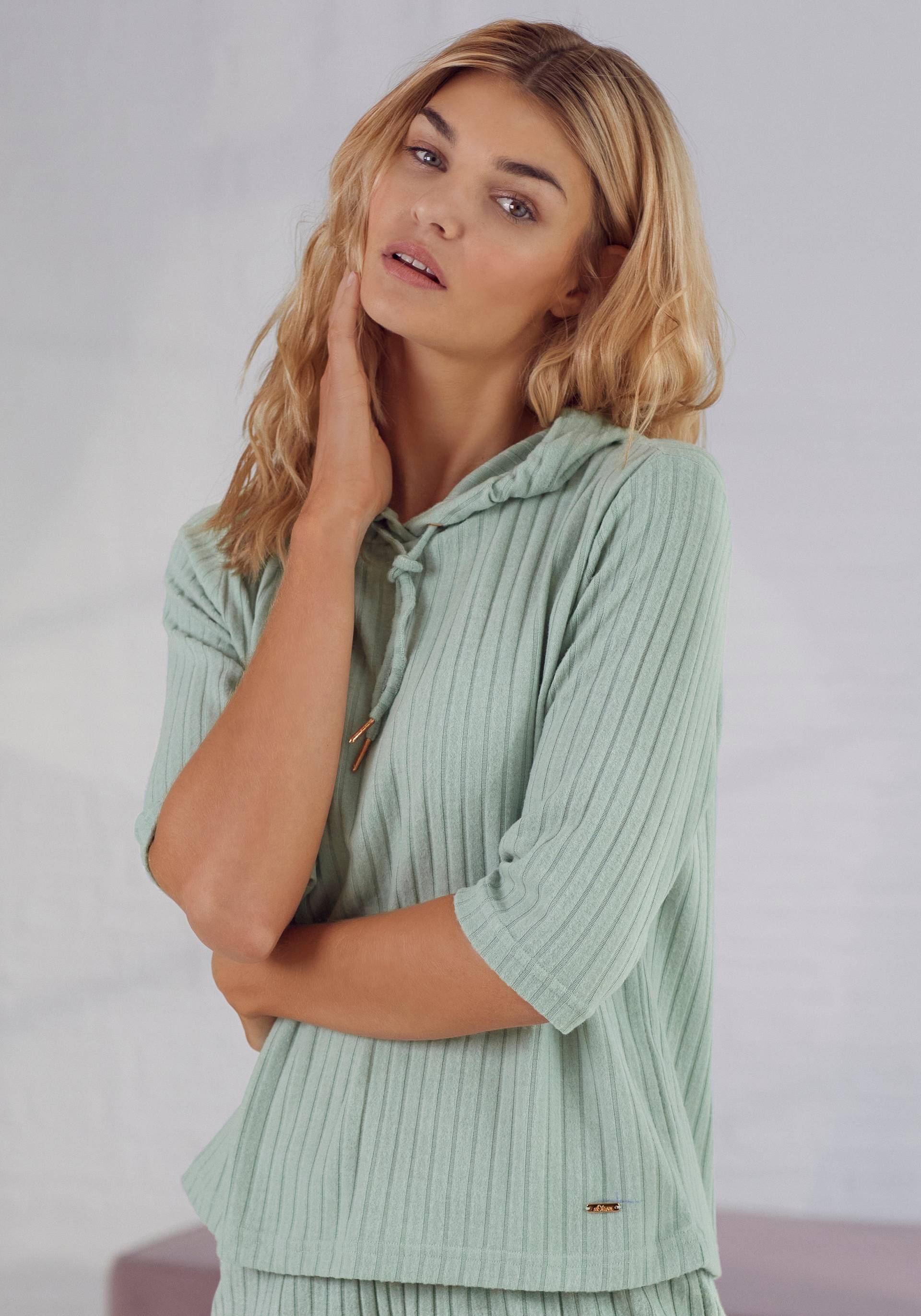 s.Oliver Kapuzensweatshirt, aus nachhaltigem Rippstrick, Loungeanzug s.Oliver Kapuzensweatshirt, aus nachhaltigem Rippstrick, Loungeanzug von s.Oliver