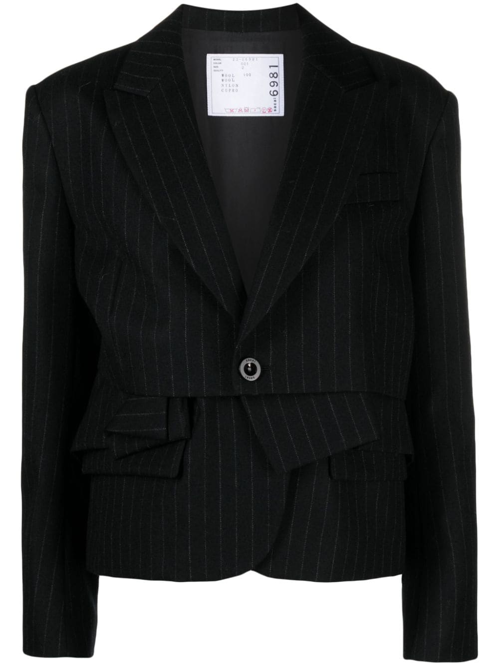 sacai Chalk pinstriped wool blazer - Black von sacai