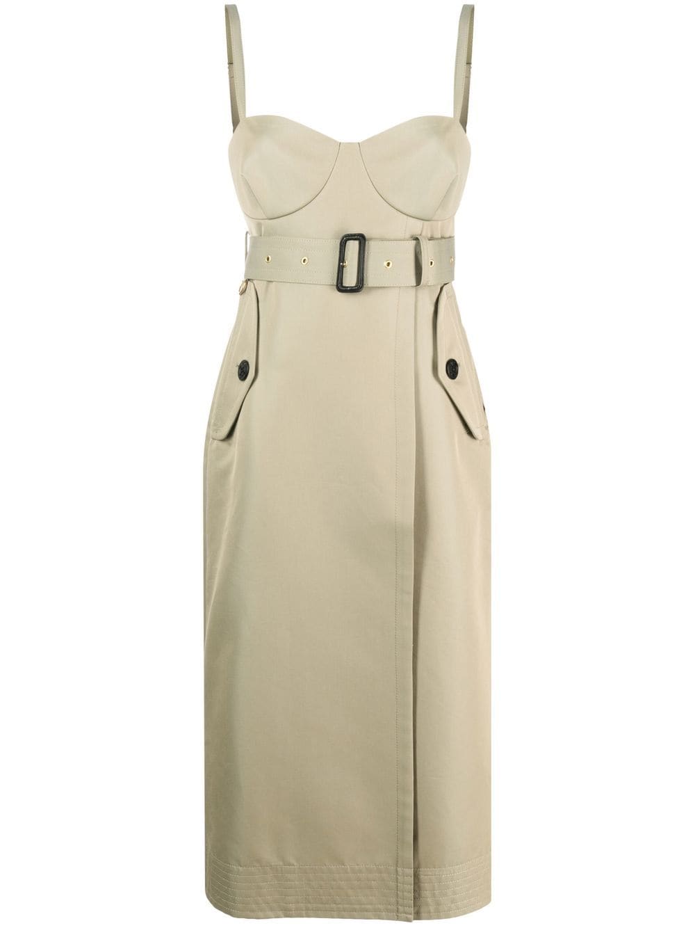 sacai belted bustier midi dress - Green von sacai