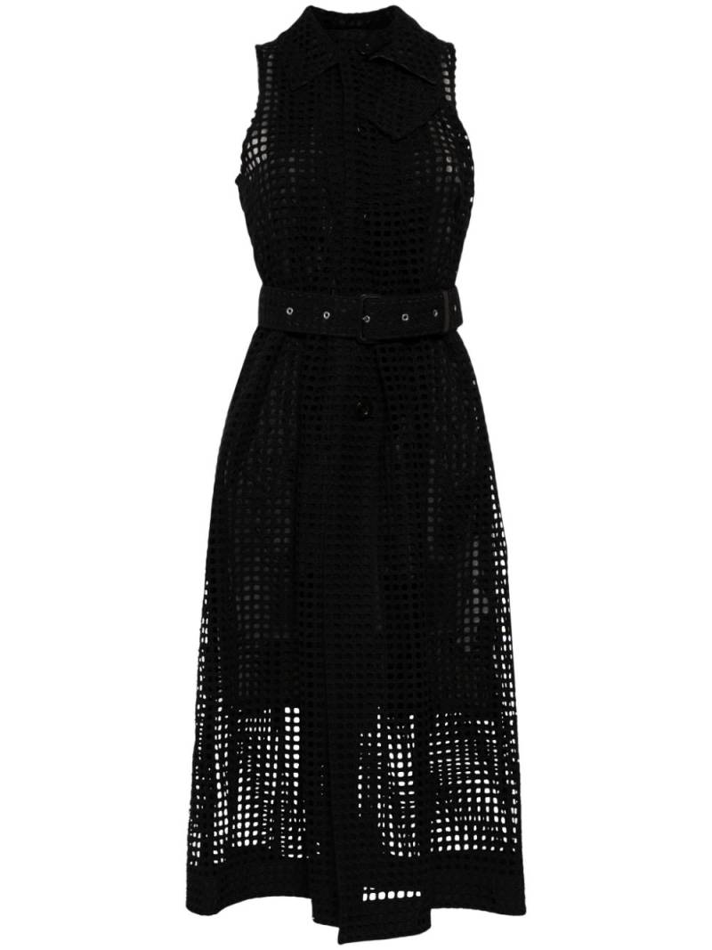 sacai belted cotton-mesh midi shirt dress - Black von sacai