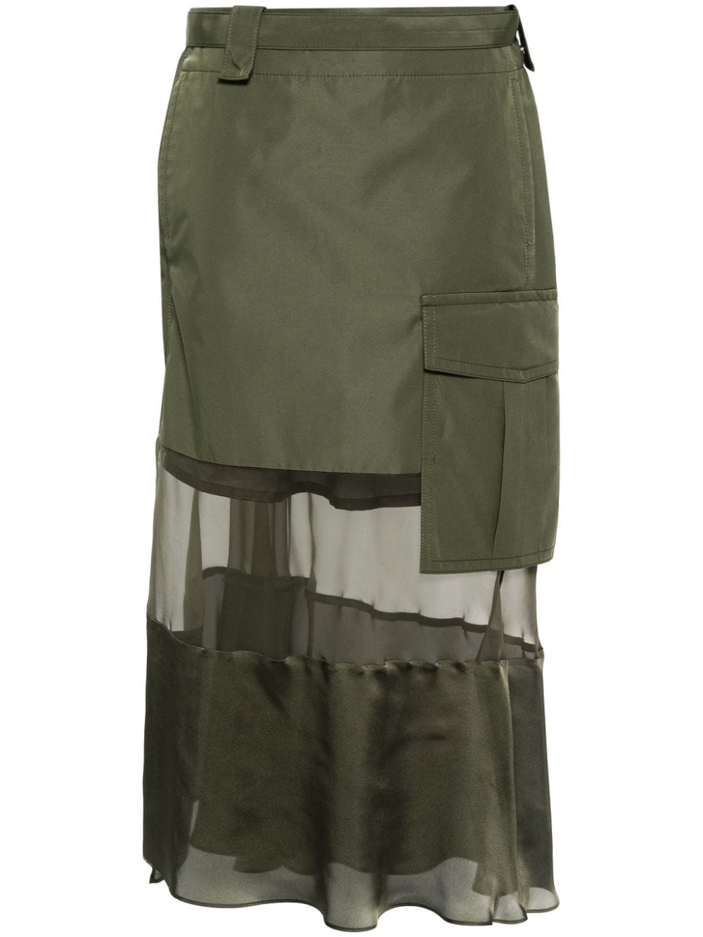 sacai belted panelled asymmetric skirt - Green von sacai