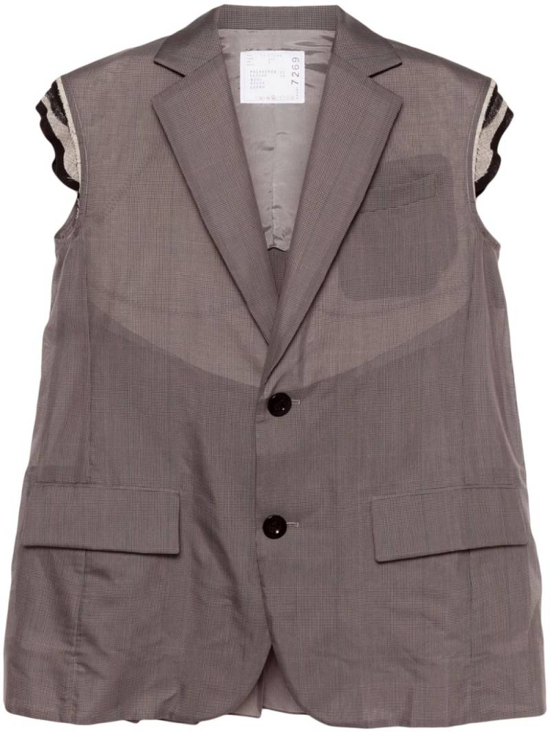 sacai check-pattern sleeveless blazer - Grey von sacai