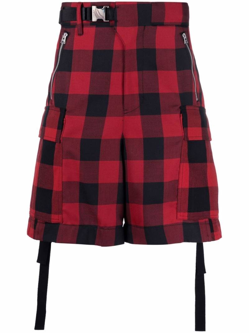 sacai check-print belted cargo shorts - Red von sacai