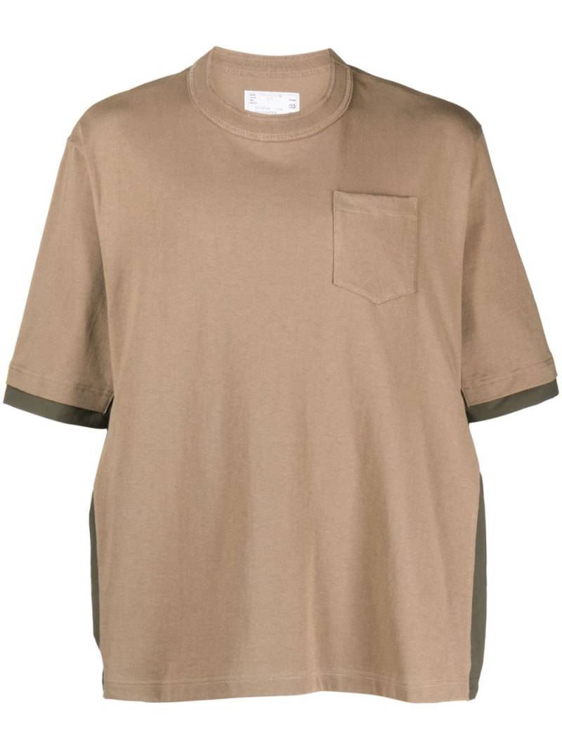 sacai colour-block cotton T-shirt - Brown von sacai