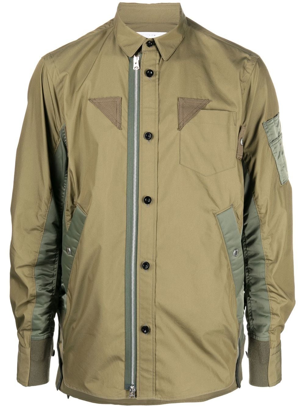 sacai colour-block panelled shirt jacket - Green von sacai