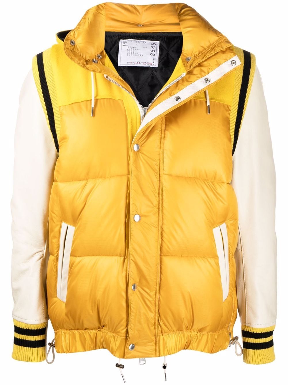 sacai contrast-sleeve padded jacket - Yellow von sacai