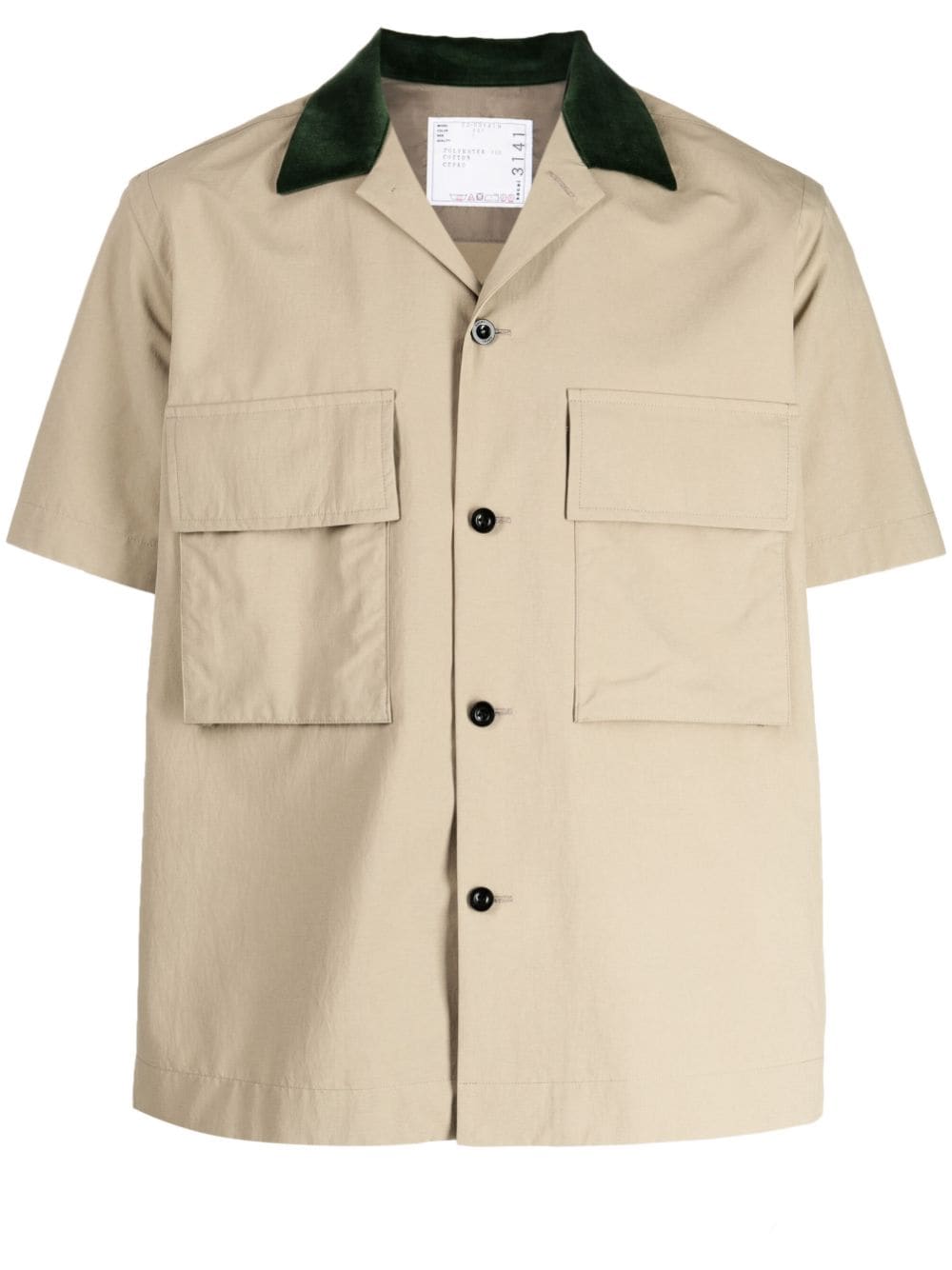 sacai contrasting-collar taffeta shirt - Brown von sacai