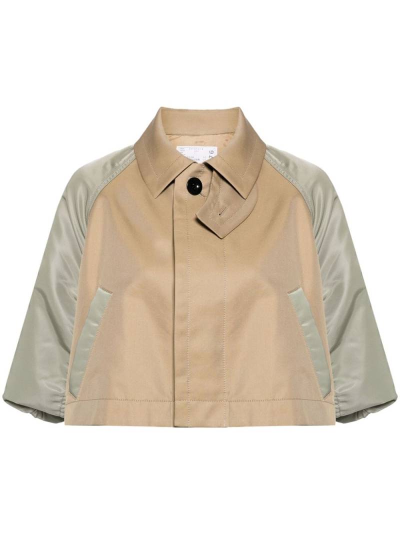 sacai contrasting-sleeves cropped jacket - Brown von sacai