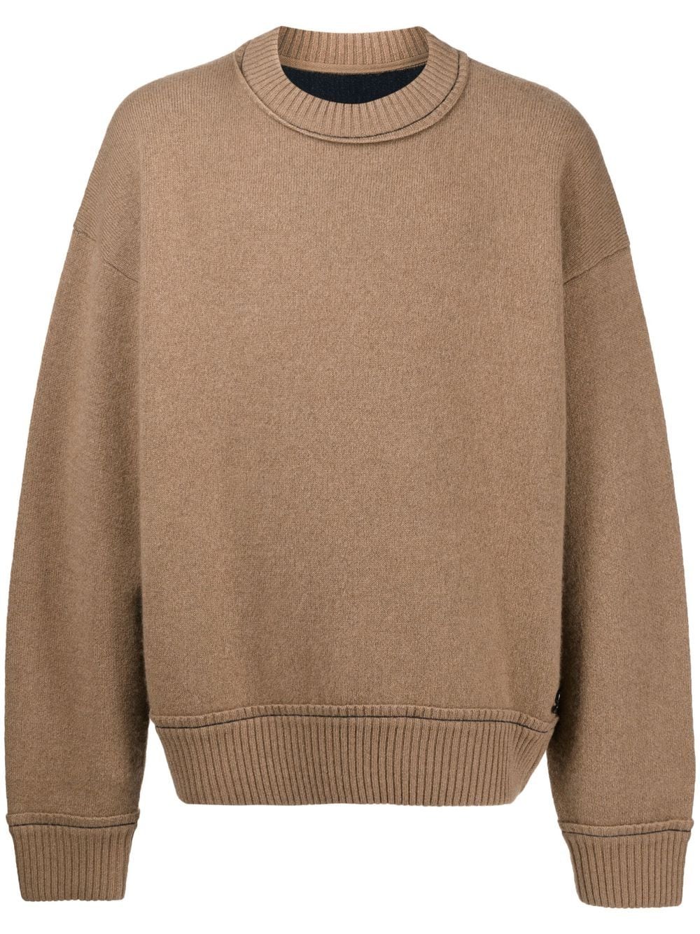 sacai crew-neck logo-plaque jumper - Brown von sacai