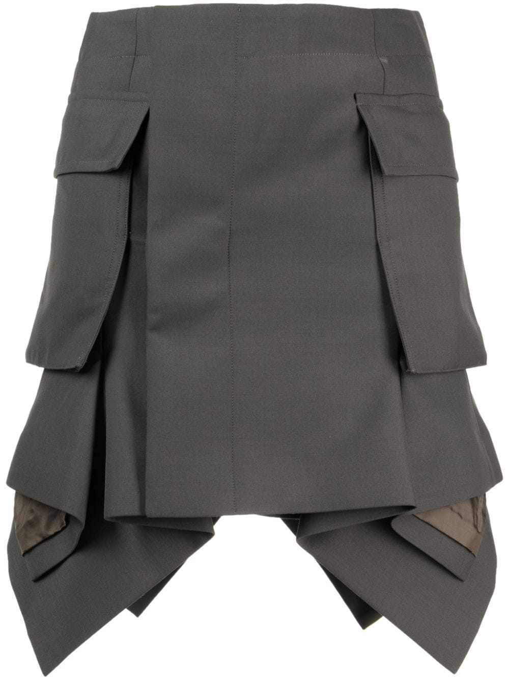 sacai draped-hem cargo miniskirt - Brown von sacai