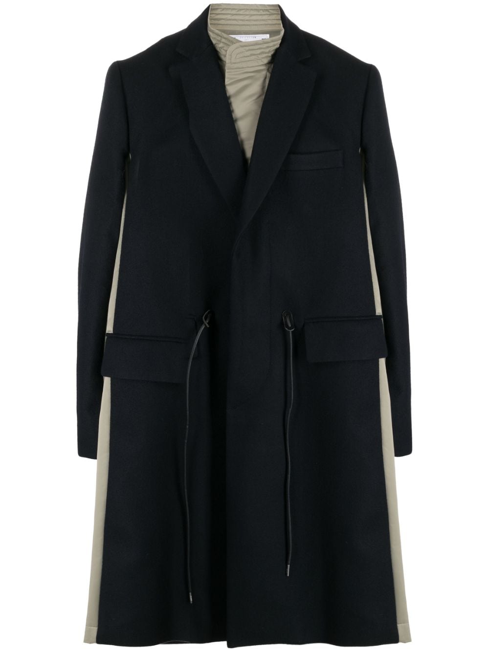 sacai drawstring-waist wool coat - Blue von sacai