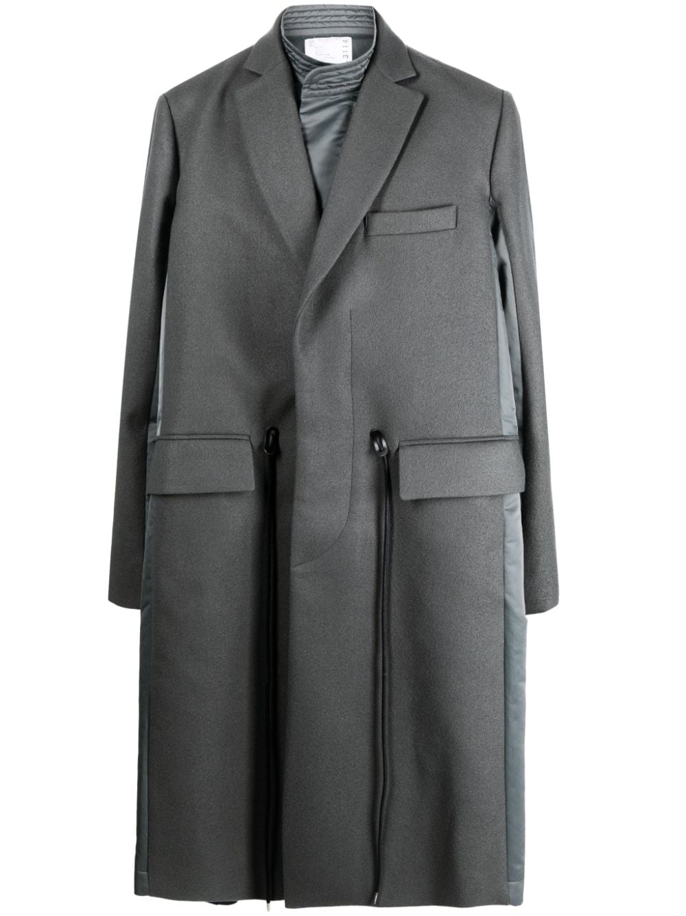 sacai drawstring wool trench coat - Grey von sacai