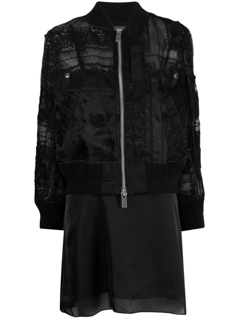 sacai embroidered bomber slip dress set - Black von sacai