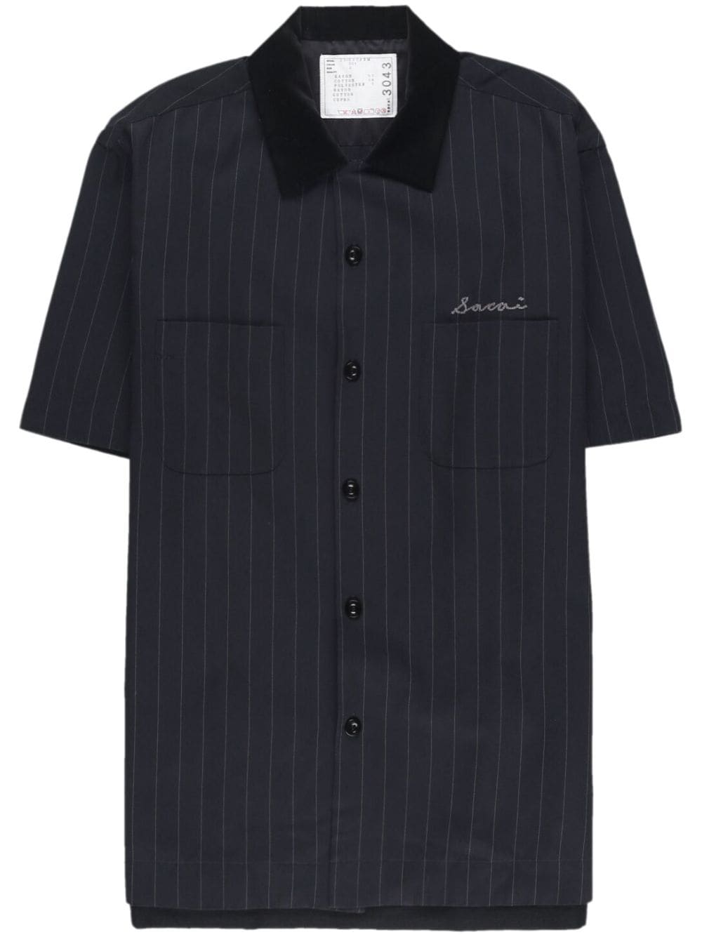sacai embroidered-logo striped shirt - Blue von sacai