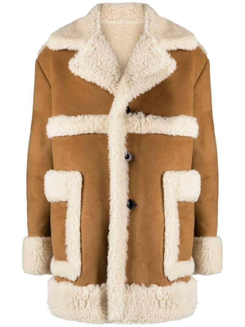 sacai faux-shearling single-breasted coat - Brown von sacai