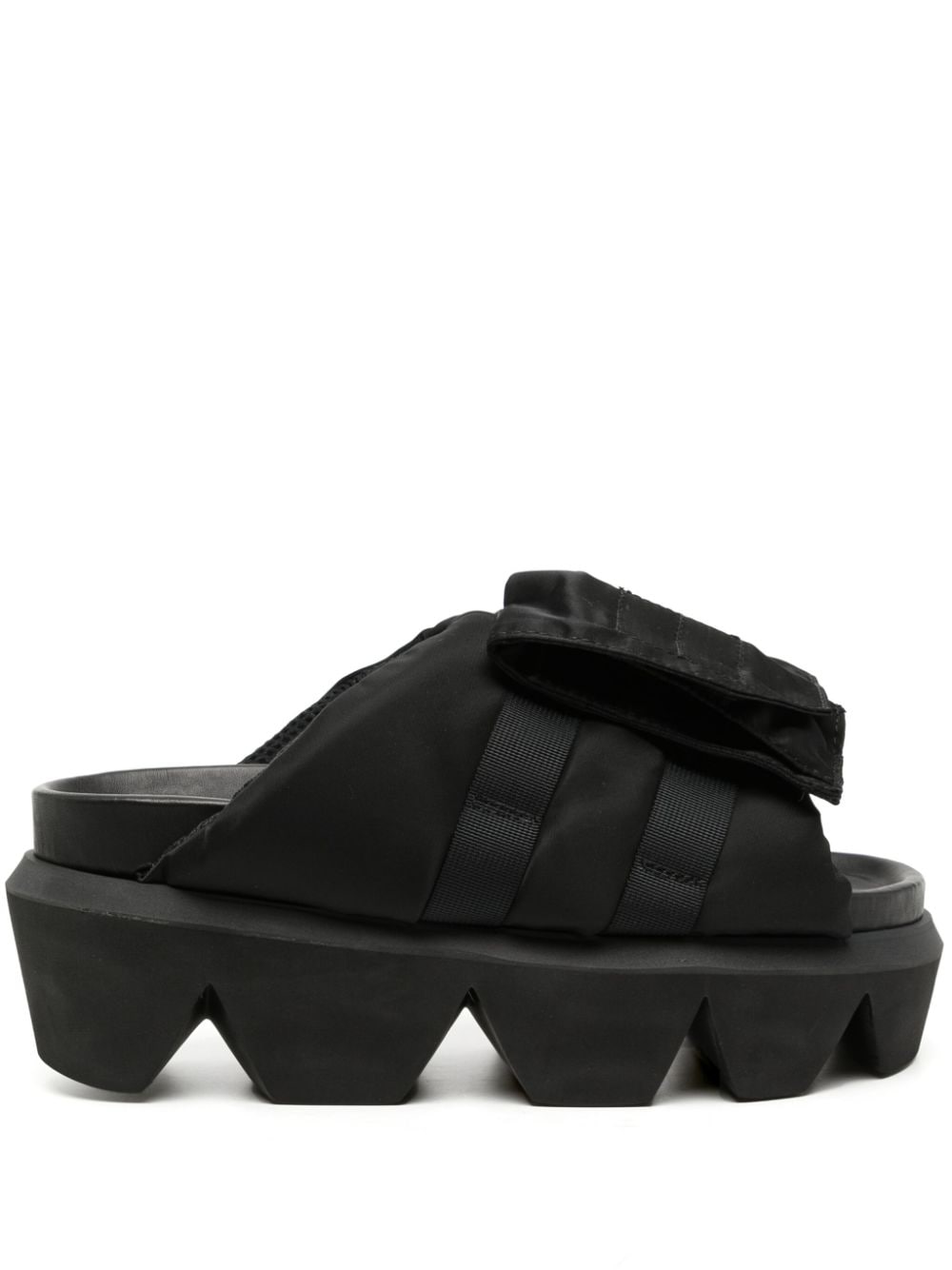 sacai flap-pocket faux-leather slides - Black von sacai