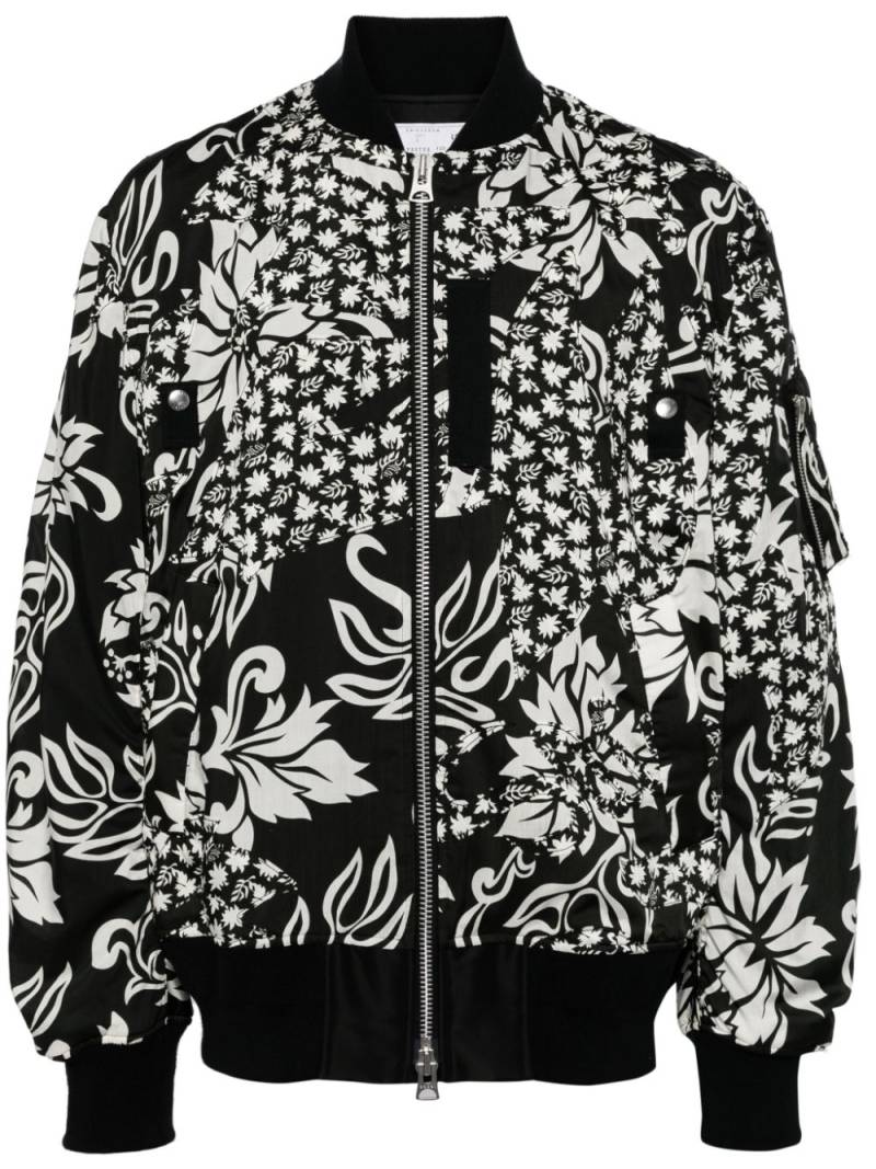 sacai floral-print bomber jacket - Black von sacai