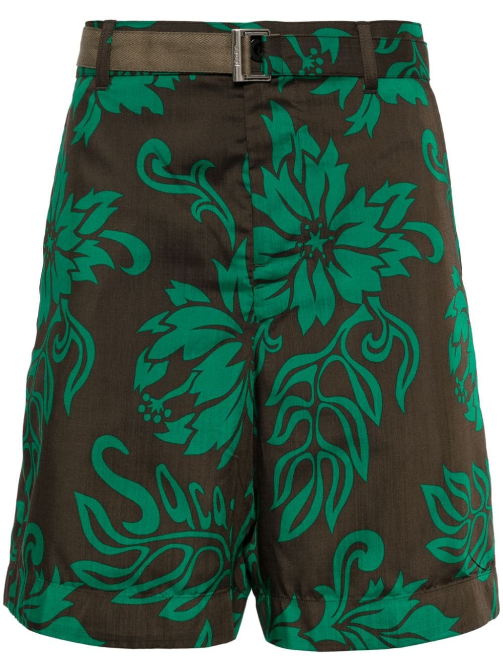 sacai floral-print cotton shorts - Green von sacai