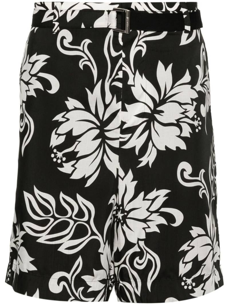 sacai floral-print poplin shorts - Black von sacai