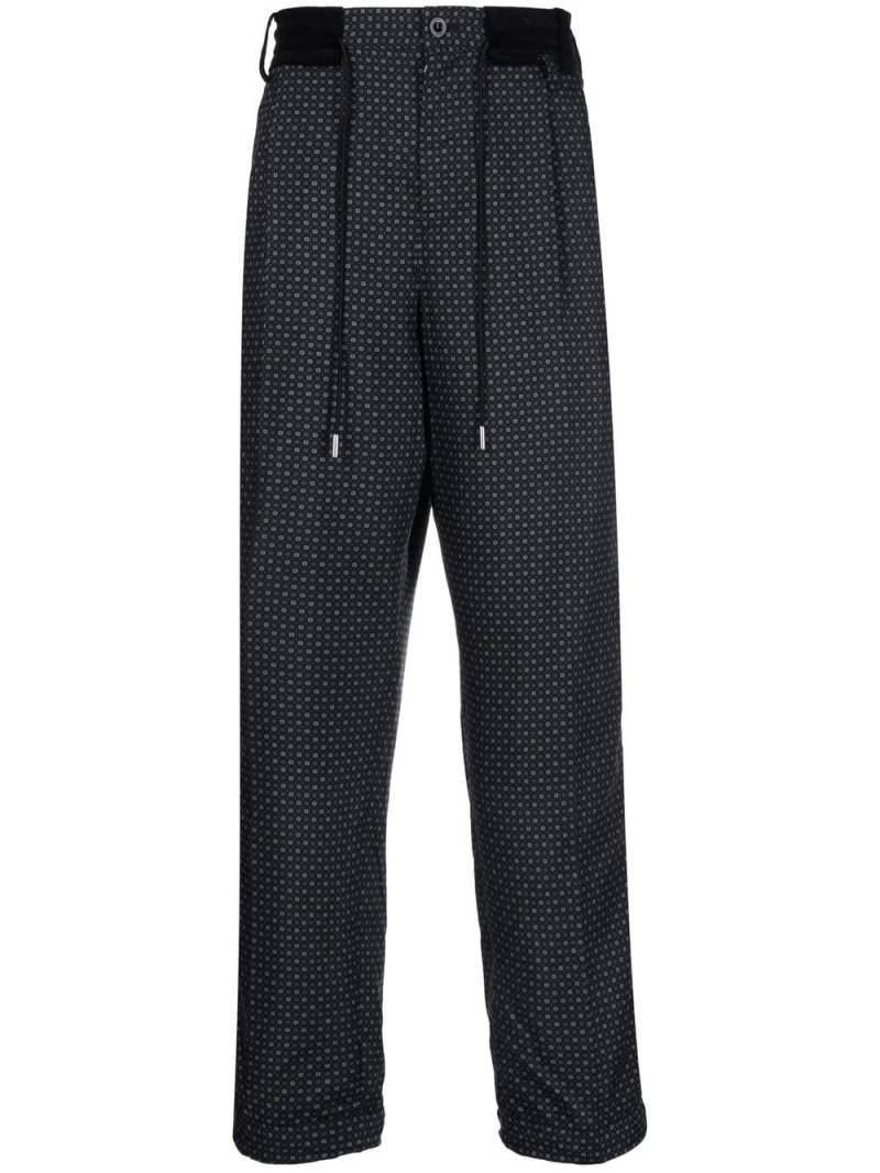 sacai geometric-print drawstring trousers - Black von sacai