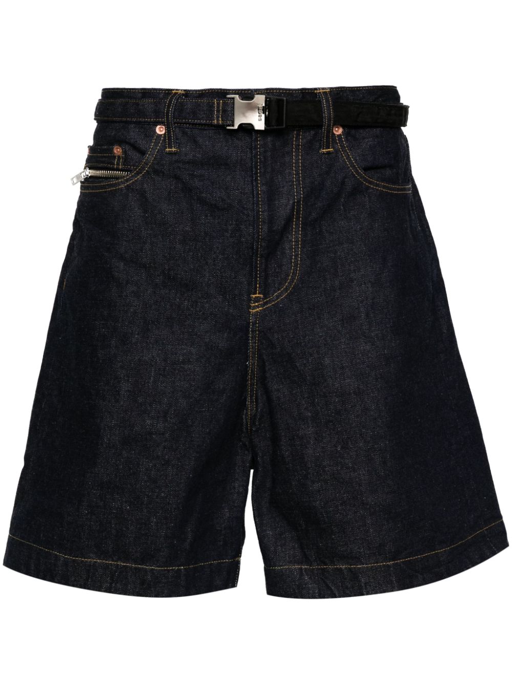 sacai high-rise straight-leg denim shorts - Blue von sacai