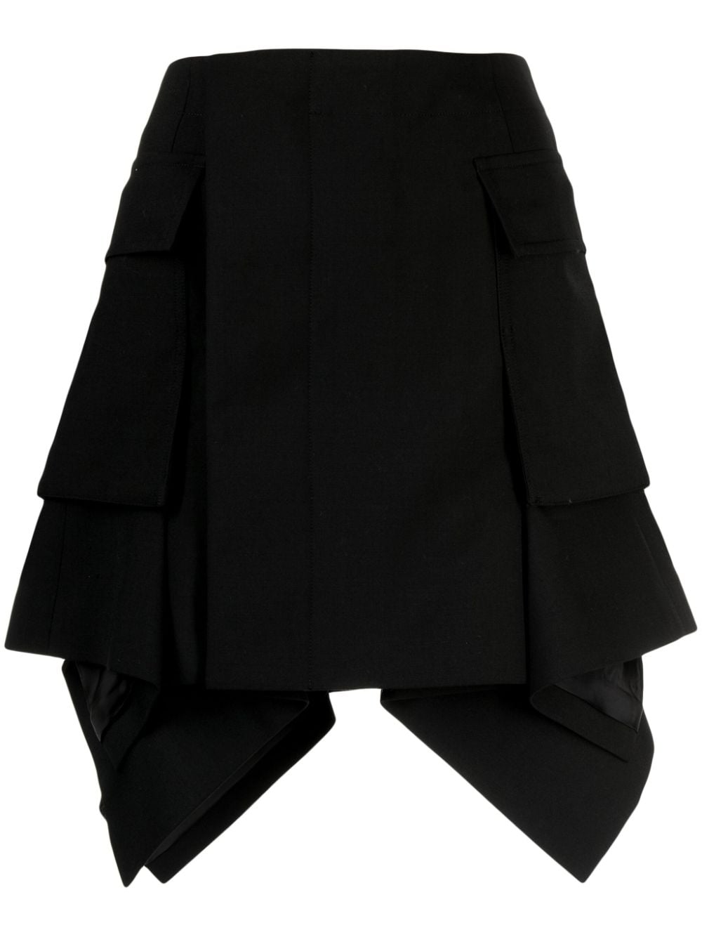 sacai high-waisted asymmetric mini skirt - Black von sacai