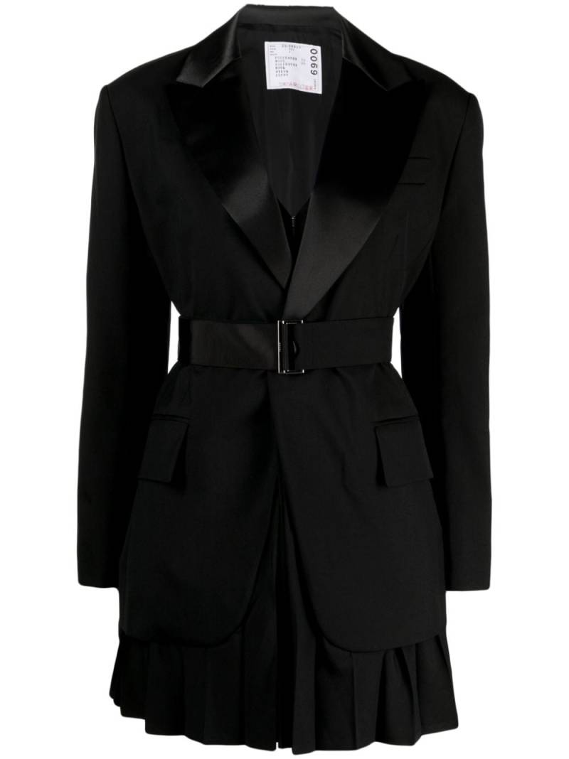 sacai layered belted single-breasted blazer - Black von sacai