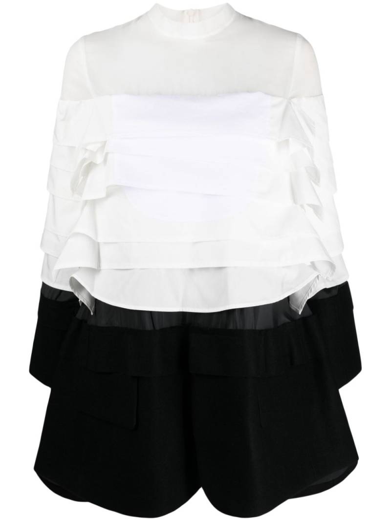 sacai layered-effect panelled minidress - White von sacai