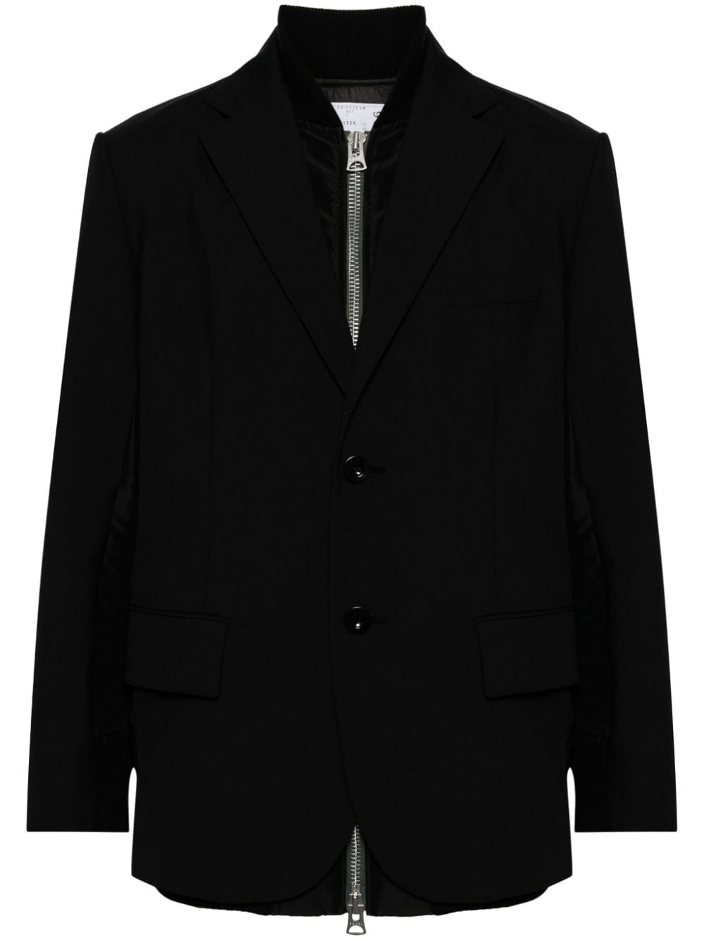 sacai layered single-breasted blazer - Black von sacai