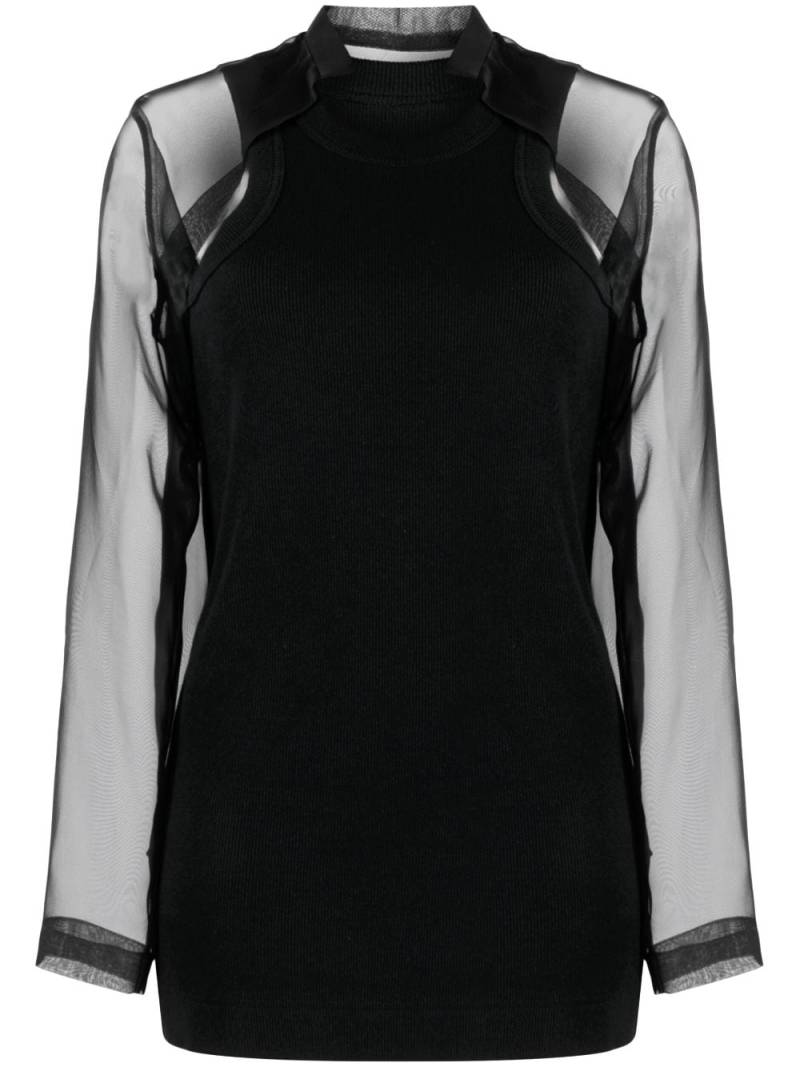 sacai layered cut-out top - Black von sacai