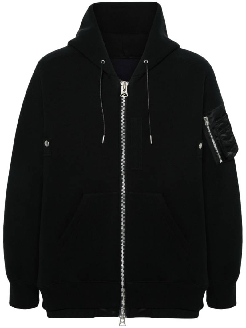 sacai layered zipped hoodie - Black von sacai