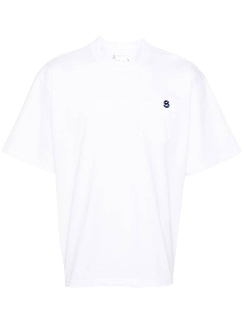 sacai logo-embroidered cotton T-shirt - White von sacai