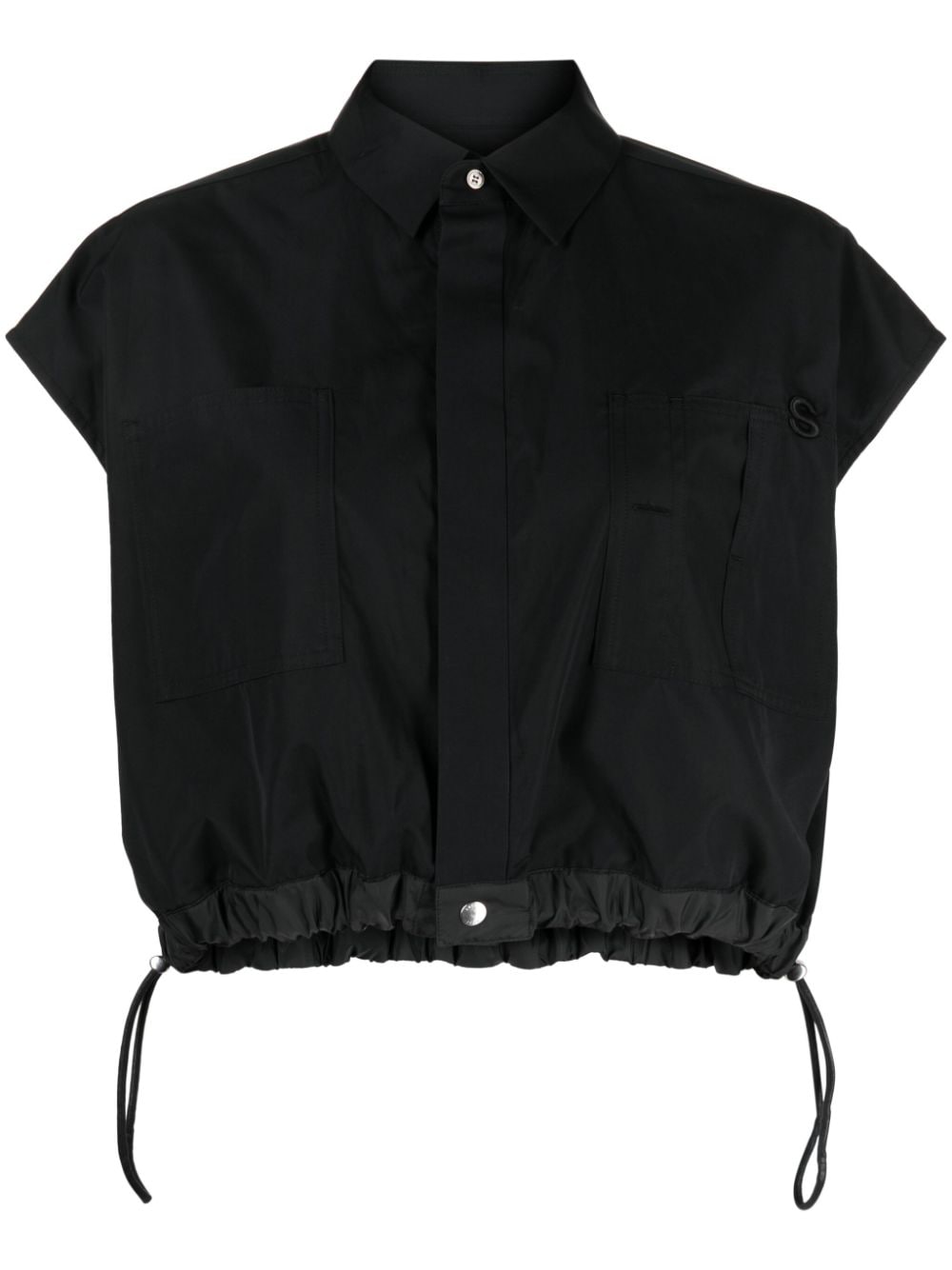 sacai logo-embroidered short-sleeve shirt - Black von sacai