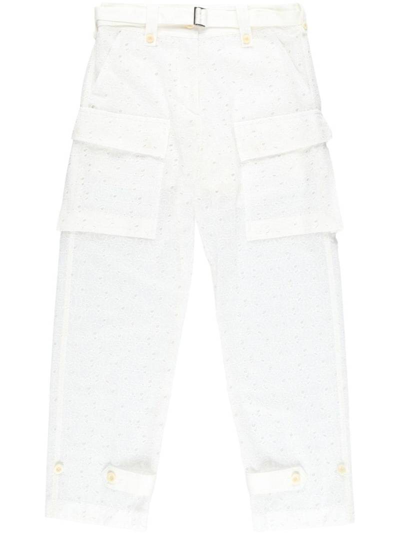 sacai logo-embroidery trousers - White von sacai