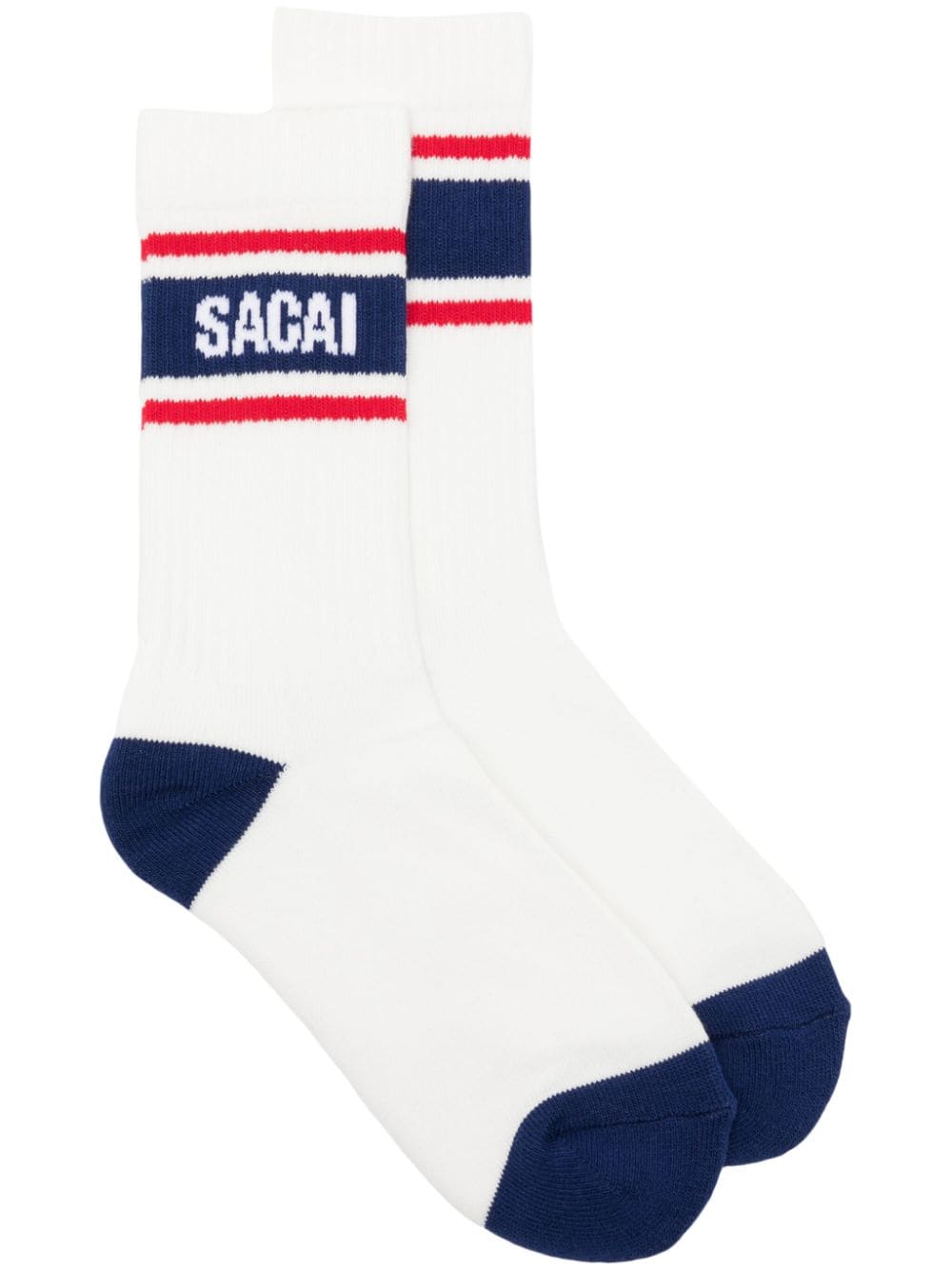 sacai logo-intarsia stripe-detail socks - White von sacai