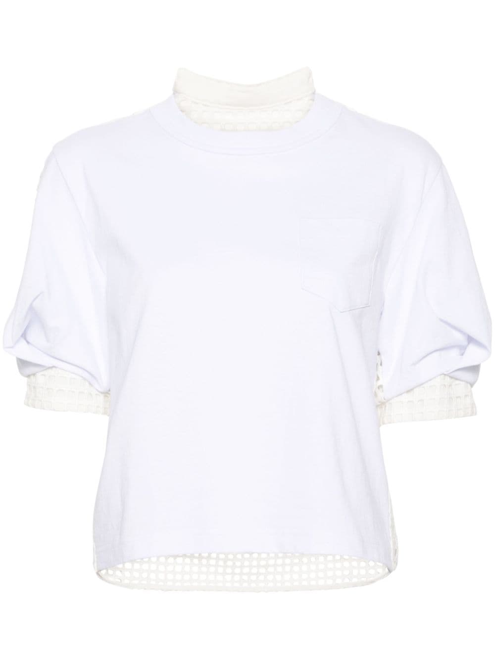 sacai open-knit panelled T-shirt - White von sacai