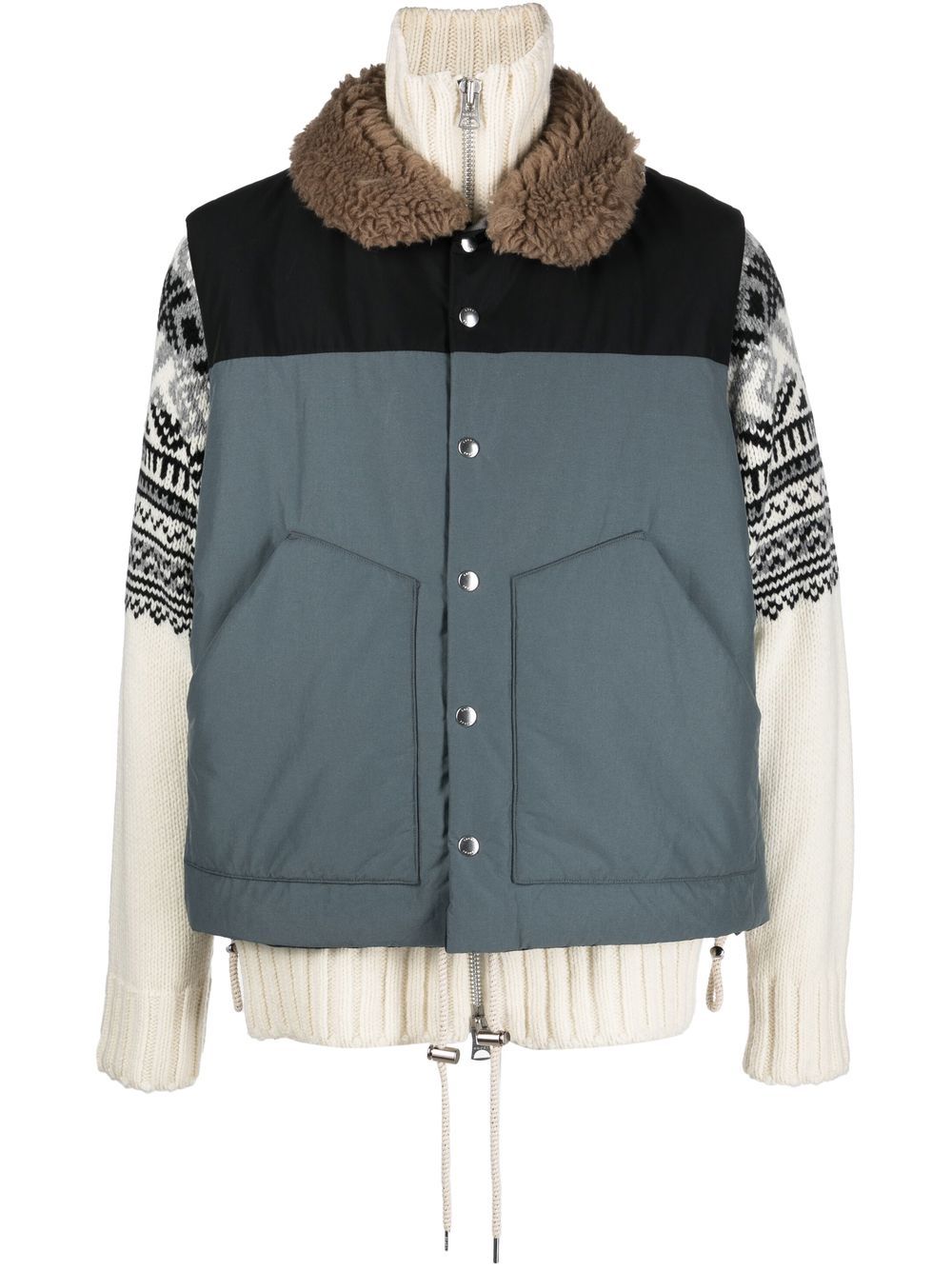 sacai padded shearling-collar jacket - Grey von sacai