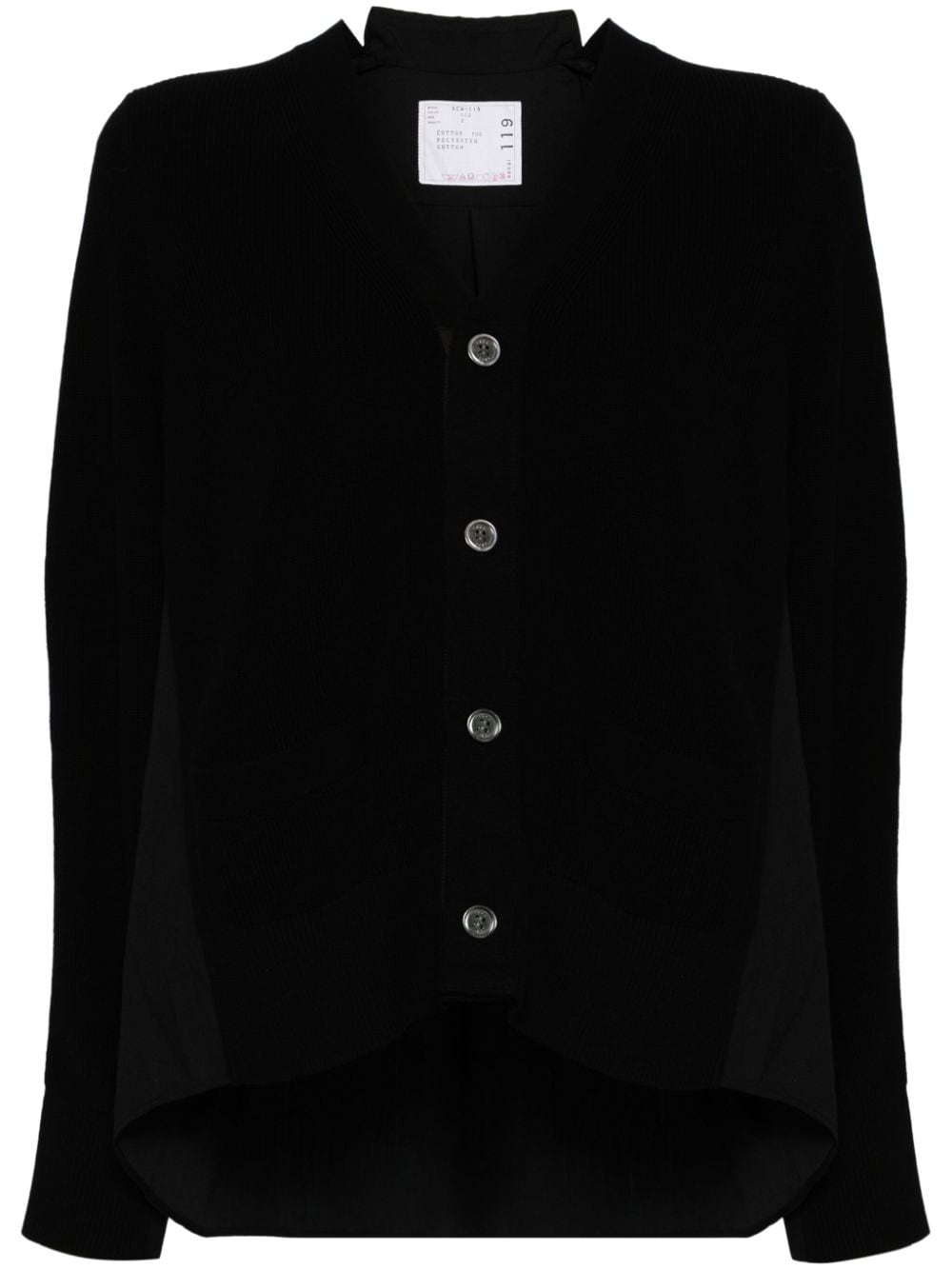 sacai panelled cotton cardigan - Black von sacai