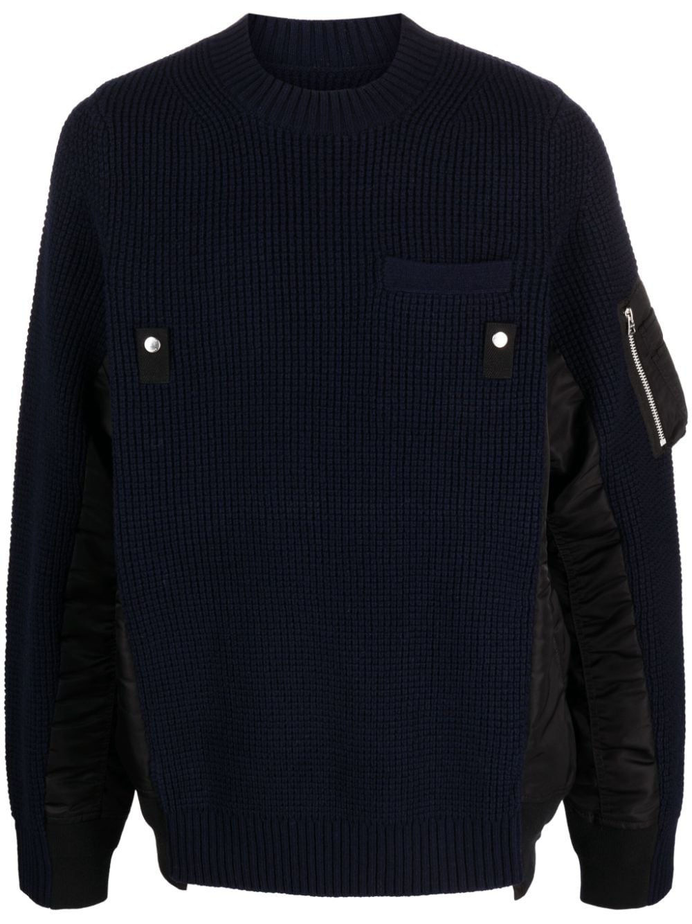 sacai panelled-design crew-neck jumper - Blue von sacai