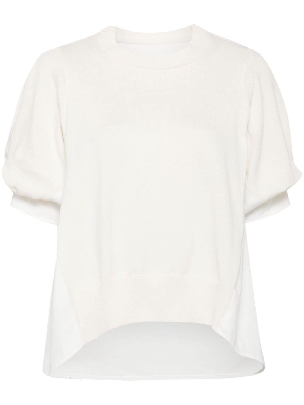 sacai panelled fine-knit T-shirt - Neutrals von sacai