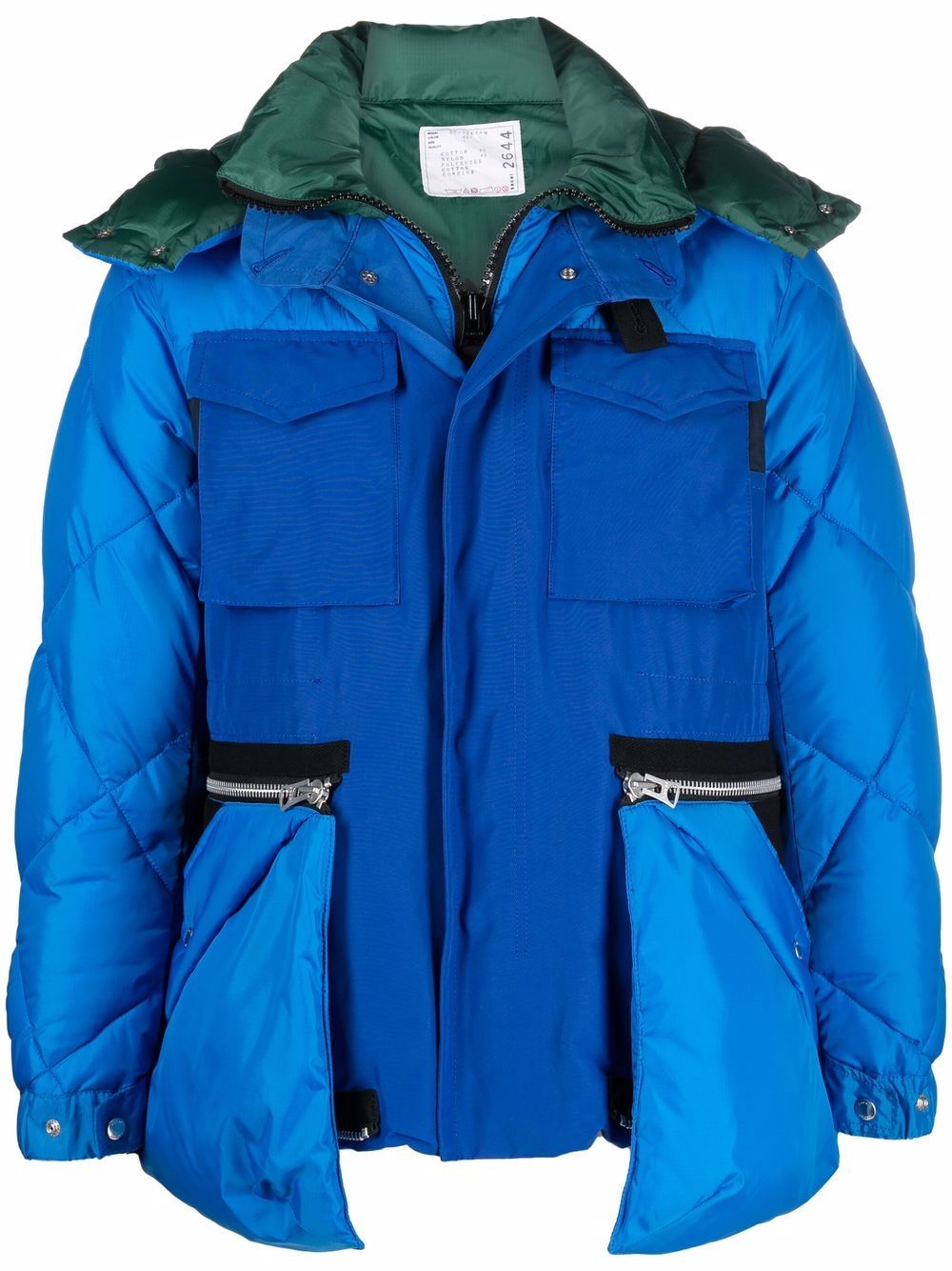 sacai panelled oversize-pocket padded jacket - Blue von sacai