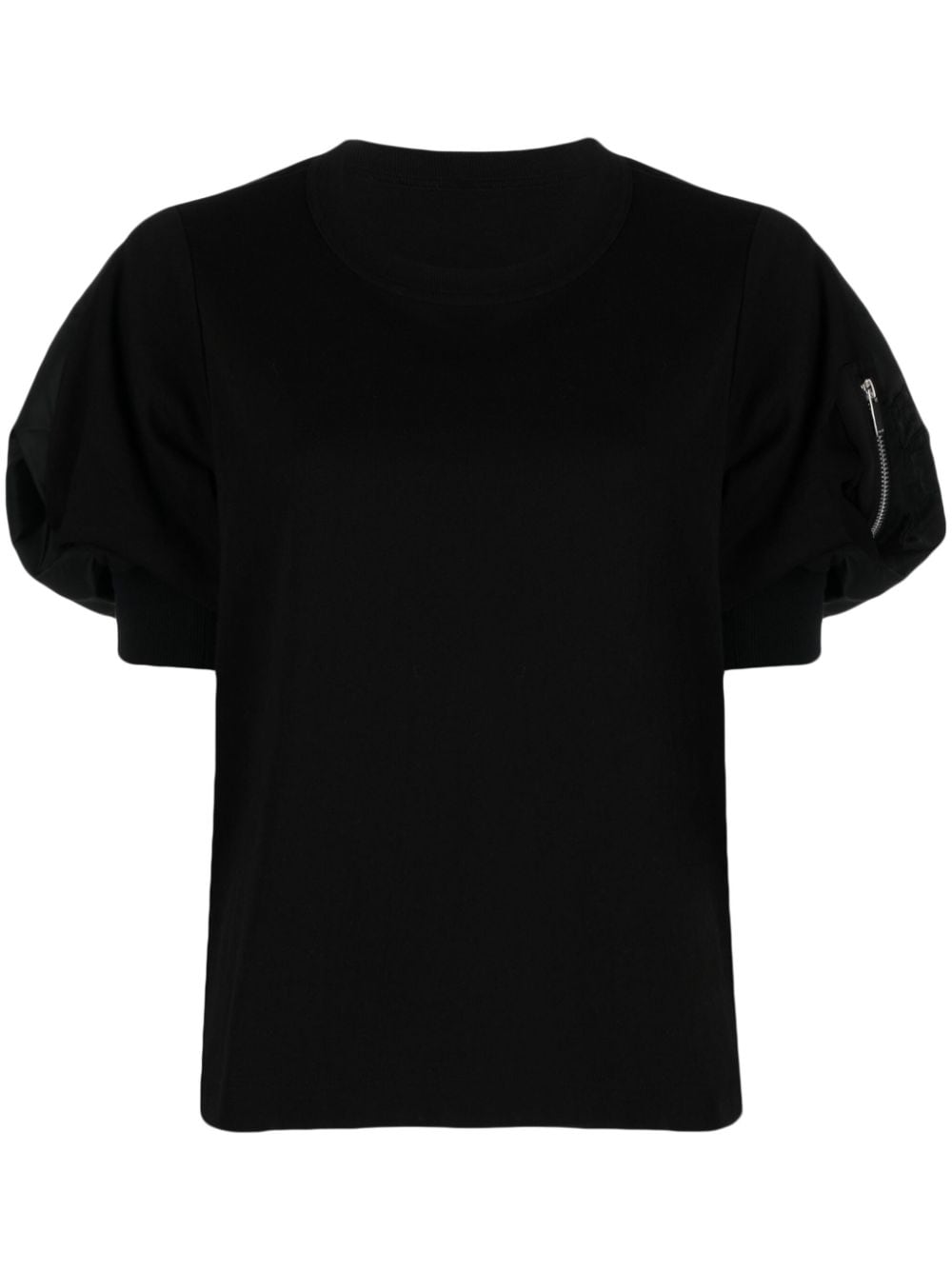 sacai panelled puff-sleeve cotton T-shirt - Black von sacai