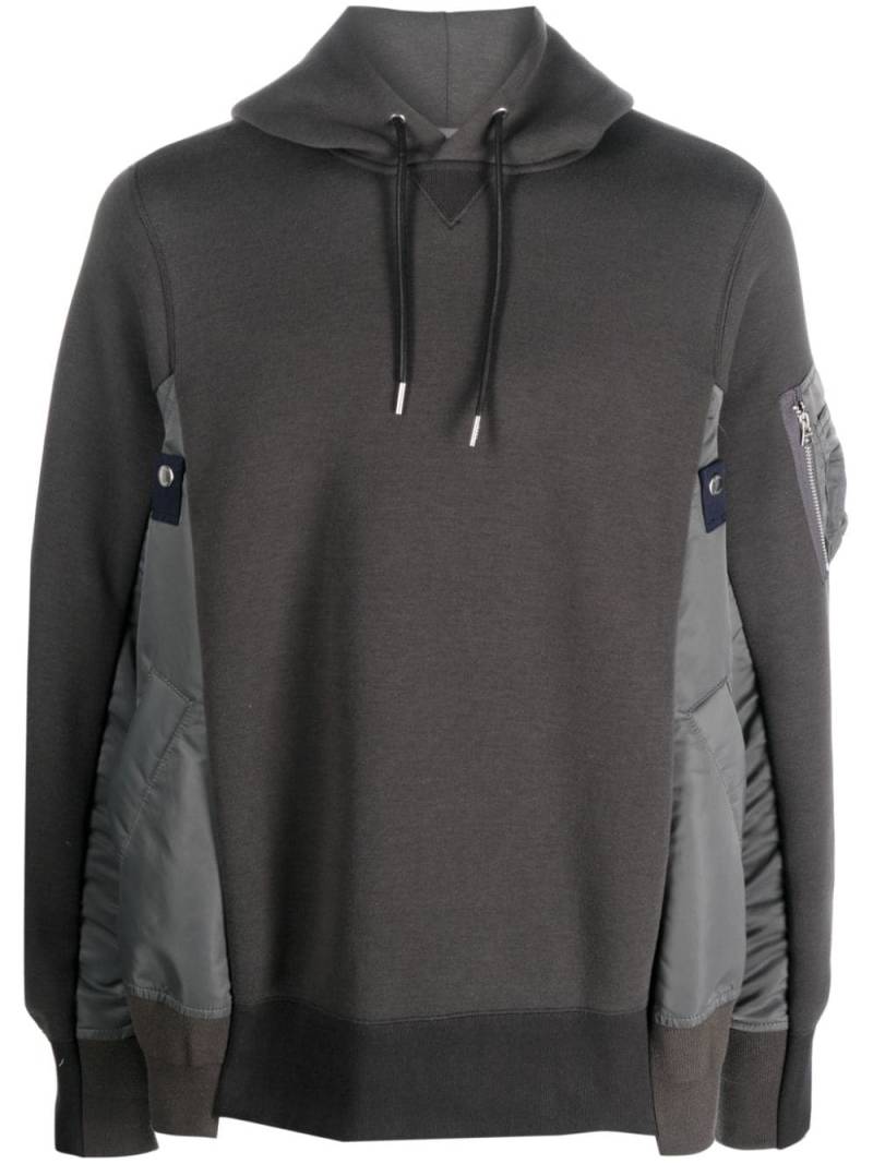 sacai panelled raglan-sleeve hoodie - Grey von sacai