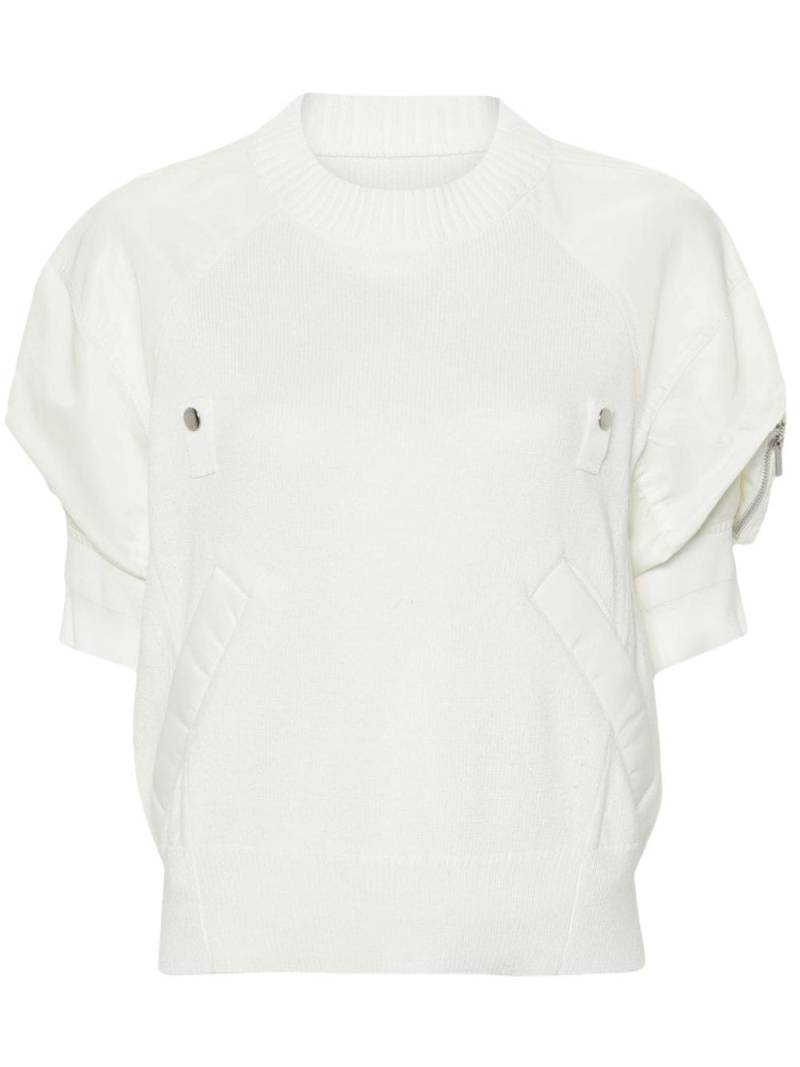 sacai panelled ribbed-knit jumper - White von sacai