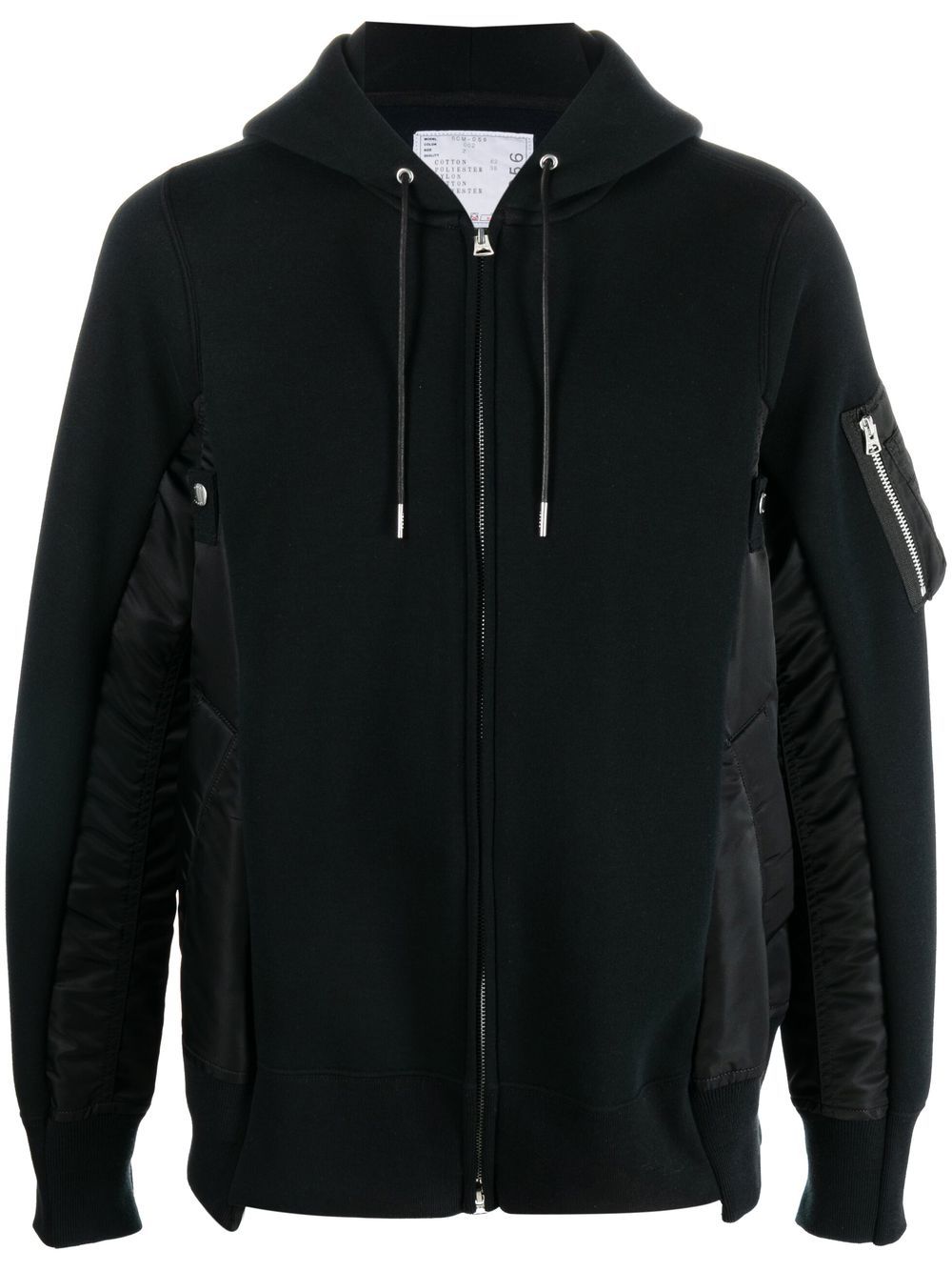 sacai panelled zip-up hoodie - Black von sacai